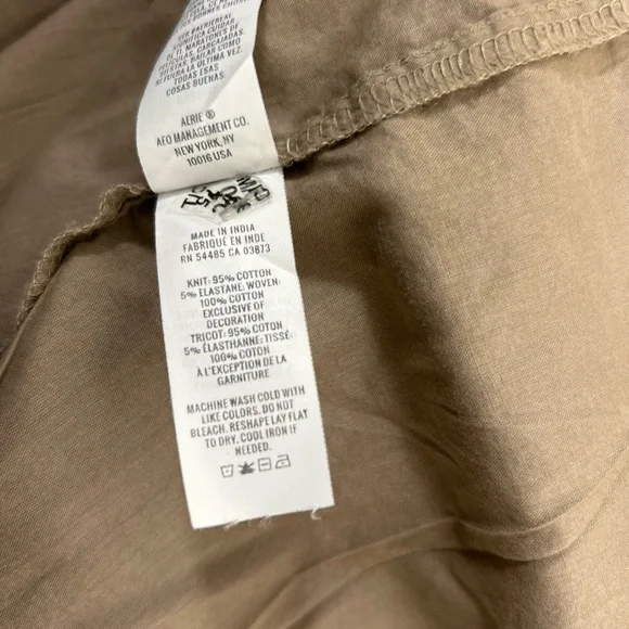 Aerie Brown Babydoll Dress XS Ribbed Top Tiered Skirt Lace Trim Boho Cami - Picture 7 of 12